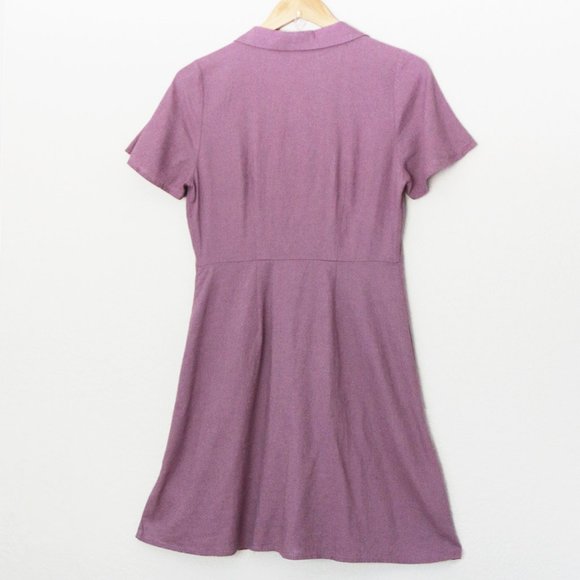 MADEWELL Kacie Mini Shirtdress Linen Button Front Antique Purple Retro $118 - Picture 6 of 10